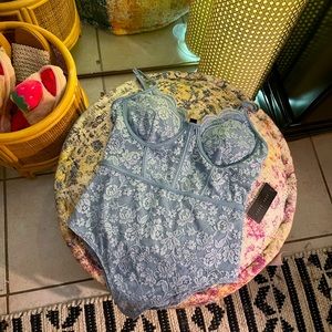 Dusty Blue Lace Bodysuit
